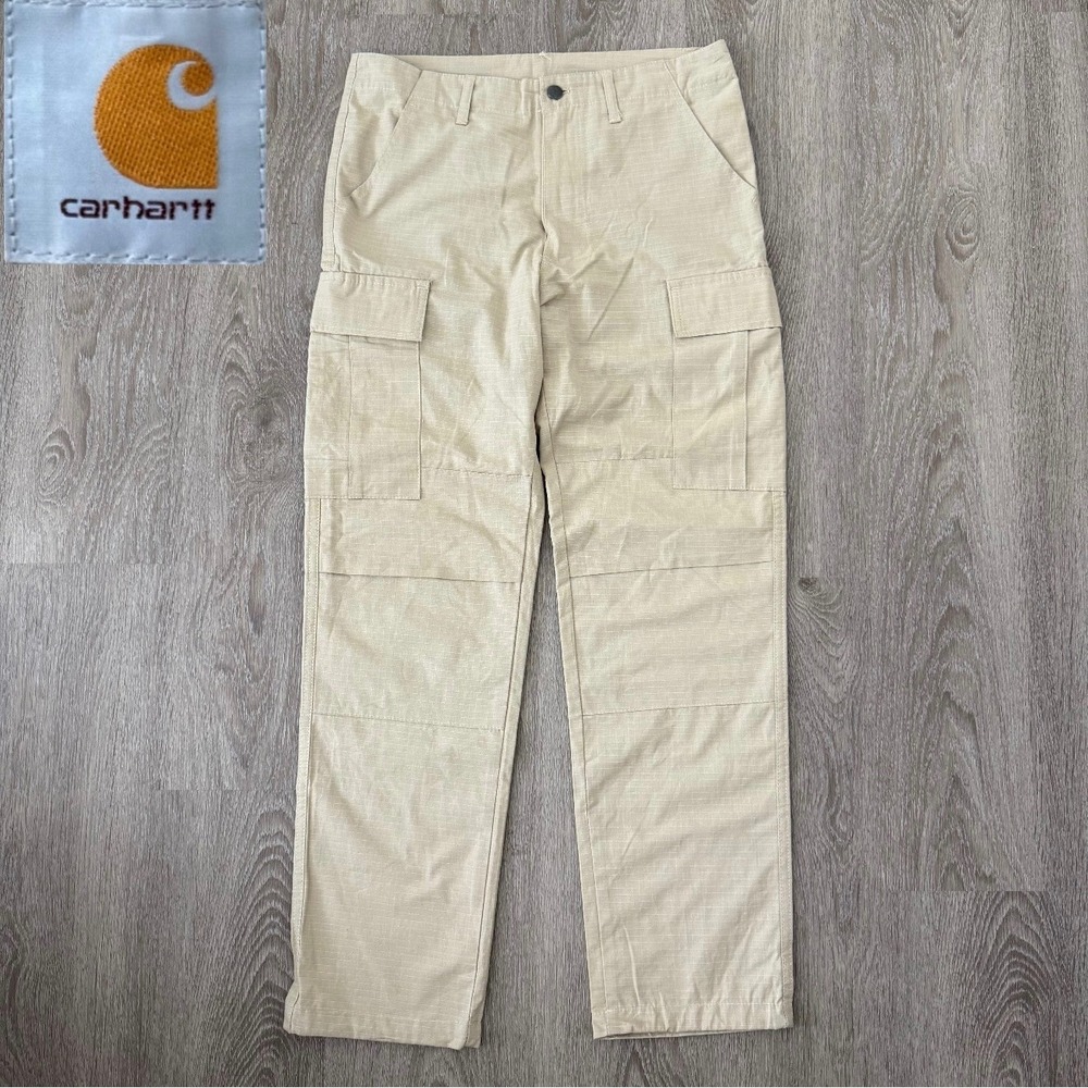 Carhartt WIP Regular Cargo Pants Tan Ripstop Straight Leg Mens 32x30 Workwear